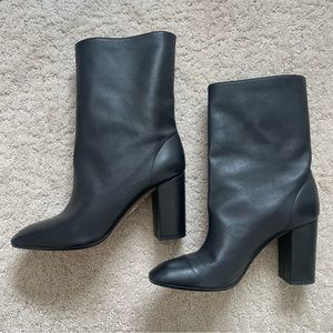 AQUAZZURA BOOGIE 85 LEATHER ANKLE BOOTS SIZE IT 37